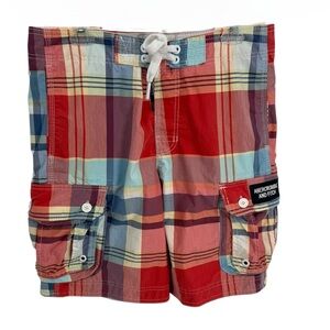 Abercrombie & Fitch Shorts Mens Medium Plaid Long Board Swim Trunks Cargo Lined